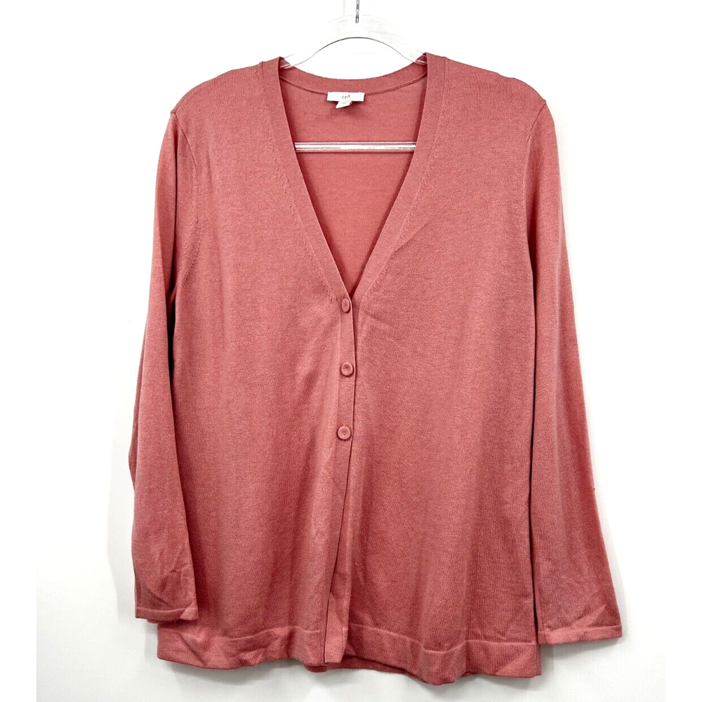 J. Jill Sweater Size Medium Petite Pink Wool Blend Cardigan Long Sleeve Stretch